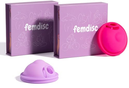 femdisc Menstruationsscheibe mit Lasche | wiederverwendbar | 12 Stunden Schutz | händefreies Entleeren | aus medizinischem Silikon | für jede Periode (Regular & Small, Rosa & Lila)