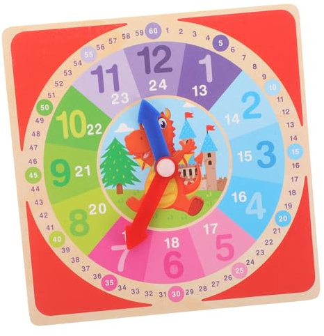 Sosoport Uhr Zum Lernen Für Junge Mädchen Hölzernes Uhrenspielzeug Montessori Spielzeug Lernuhrmodell Zeitlehruhr Kognitives Spielzeug Mathematiklehruhr Tragbare Kinderuhr