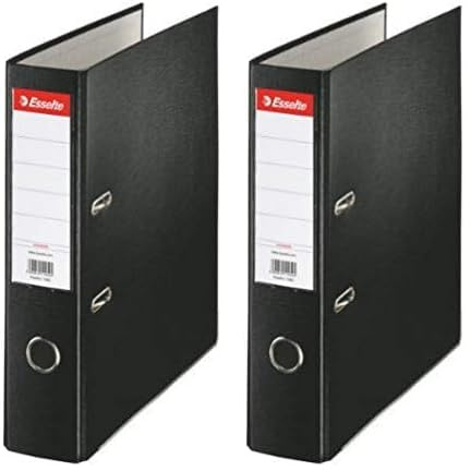 Esselte A4 Lever Arch File, Black, 75mm Spine, Plastic, Pack of 2, 11257