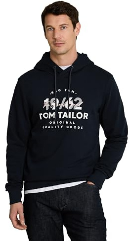 Tom Tailor Herren 1050236 Hoodie Sweatshirt mit Logo-Print