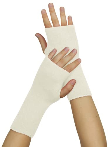 ANGOFORM Armstulpen/Pulswärmer mit Daumenloch für Damen und Herren in der Naturqualität mit Schurwolle und Seide