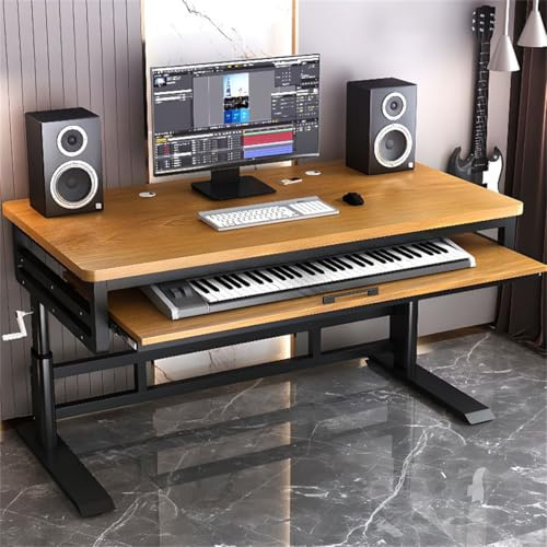 Adjustable Office Desk with Cable Management & Keyboard Tray – Perfect for Workstations Home Offices Electronic Pianos and Music Production Studios