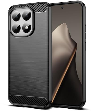 Qiinogow Ultradünne Handyhülle für Xiaomi 15T, Schwarz | Kohlefaser Textur Handyhülle mit Stoßfest Kratzfest, Gebürstete Oberfläche, aus TPU