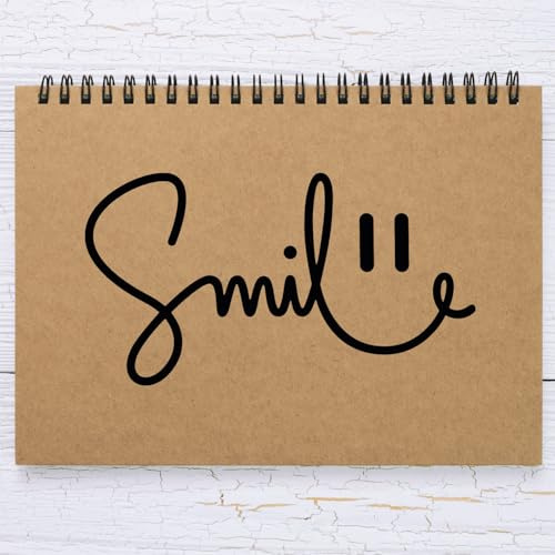 N.I.Edit.H - Adhesivo Frases y Palabras Motivadoras/Pegatina Inspiradora y Alegre/Stickers Original para Regalo/Smile, Smiley, Smiling, Sonríe/Vinilo Decorativo Amistad / 19.5 x 9 CM (Negro)