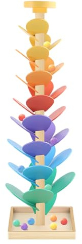 Temeemeg Arbre Musical en Bois pour Tout-Petits, Jouets Montessori avec 12 balles colorées et mélodies apaisantes, Jouet sensoriel pour Enfants de 3 à 5 Ans