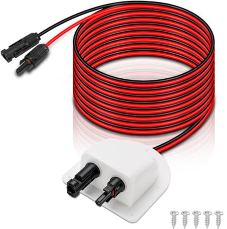 Passe Toit Etanche Panneau Solaire avec 10 Pieds Câble pour Camping Car, Caravane et Bateau, Pièces et Accessoires pour Camping Car (blanc)
