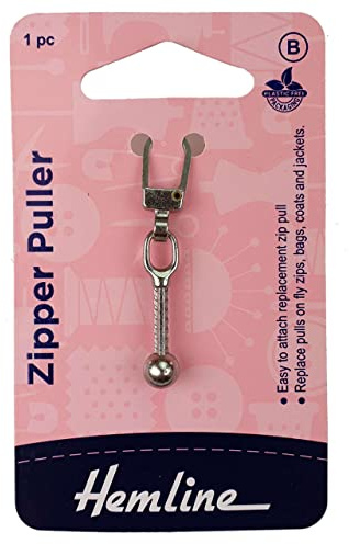 Hemline Metal Zipper Puller – Silver Ball Style Easy-to-Attach Accessory for Effortless Zipper Opening and Closing – Durable and Convenient Solution for Dresses, Jackets and Garments.