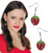 NET TOYS Zauberhafte Erdbeer-Ohrringe mit Strass-Anhänger - Rot-Grün - Glitzerndes Party-Accessoire Sommer Ohrschmuck in Obst-Design - Perfekt geeignet für Sommerfest & Karneval