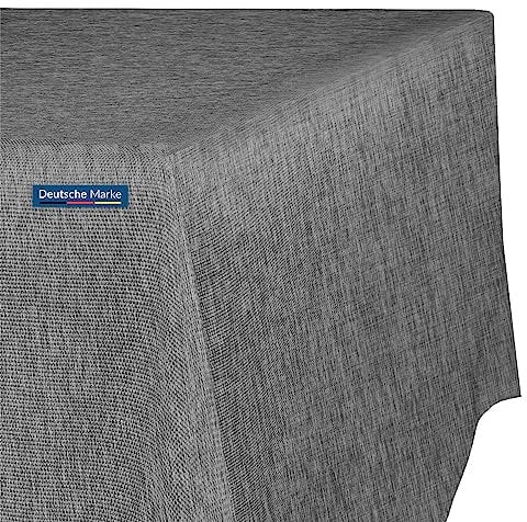 TEXMAXX® Tischdecke abwaschbar eckig - 140 x 290 cm in Grau/Maßgefertigte Tischdecke Leinenoptik/Tischdecke wasserabweisend mit Lotuseffekt/Gartentischdecke mit Fleckschutz