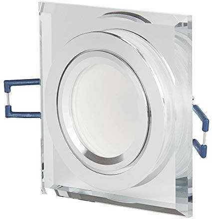 LED Einbaustrahler Glas eckig - transparent 5 Watt neutralweiß 230V - Einbau-Spot dimmbar schwenkbar flach als Deckenleuchte Decken-Strahler - Einbauleuchte 75-80mm Bohrloch