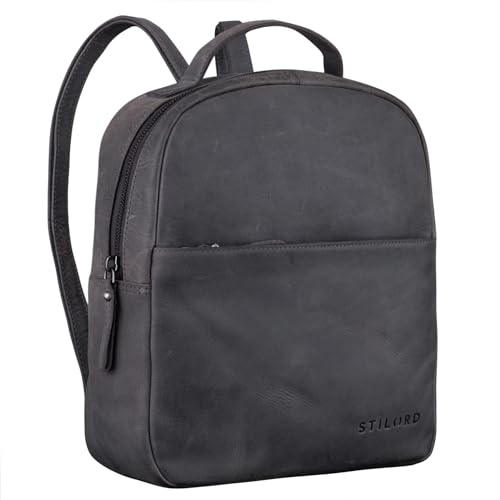 STILORD Kayla Damen Rucksack Leder Elegant klein - Lederrucksack Rucksackhandtasche Vintage Daypack Handtasche City Ausgehen Shopping Freizeit Echtleder Farbe:Graphit