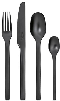 Villeroy & Boch Manufacture Cutlery Tafelbesteck für bis zu 4 Personen, 16-teilig, Edelstahl, Schwarz, 12-6556-9040