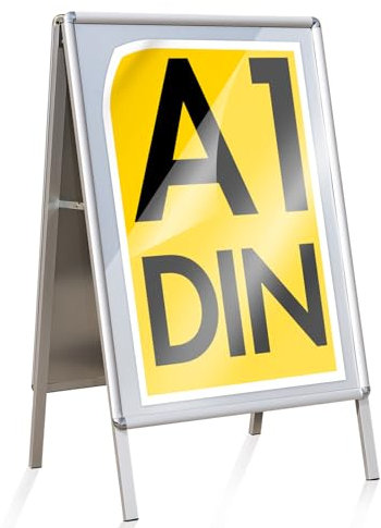 Floordirekt Kundenstopper DIN A1 - Gehwegaufsteller - Werbetafel - Plakatständer - beidseitig für 2 Plakate inklusive Schutzfolie - wetterfester Plakataufsteller