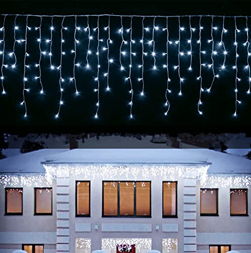 interGo Lichterkette Eisregen Außen, 10m 400er LED Lichtervorhang LED mit Timer, IP44 wasserdicht 8 Modi für Innen Außen Weihnachten, Schlafzimmer, Party, Hochzeit, Balkon, Garten Deko