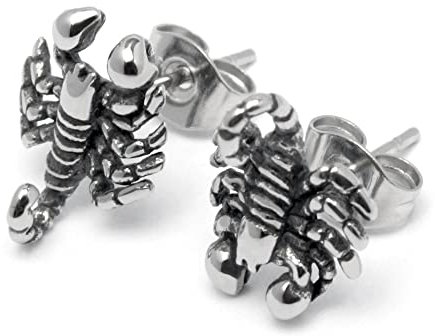 Schmuck-Checker hochwertige Skorpion Ohrstecker aus 316L Edelstahl silber Sternzeichen Kleine Detaillierte Ohrringe Damen Herren Geschenk