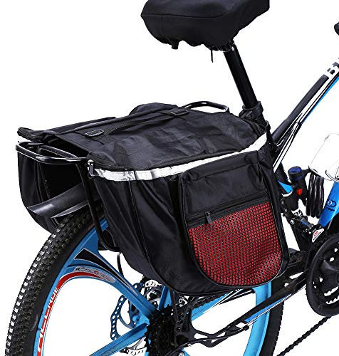 Doppelte Fahrradtasche 25L wasserdichte Hintere Fahrradgepäckträgerseite Hintere Fahrradtasche für das Reiten Im Freien Schwarz und Rot