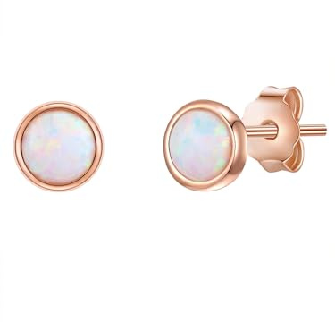 Glanzstücke München Damen Ohrstecker 925/- Sterling Silber rosévergoldet 14 Karat Opal (synth.) Silberohrstecker