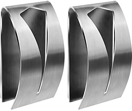 SZXMDKH 2 Pieces Self Adhesive Towel Holders, Stainless Steel Hand Towel Hooks Wall Mounted Tea Towel Holder Clip, Kitchen Dishcloth Hooks for Bathroom Kitchen No Drilling Required