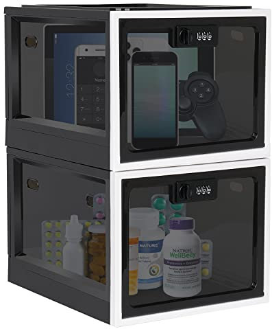 Lalifebuss Abschließbare Box, Medikamenten Aufbewahrungbox, Große Schließbox für Medizin, Lebensmittel, Handy Gefängnis, Transparente Aufbewahrungsbox