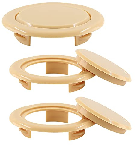 Biaungdo Set mit 5,1 cm Durchmesser und Kappe für den Außenbereich, Terrasse, Tisch, Sonnenschirm, Standardgröße, Garten, Strand, Tablet, dickeres Loch, Ringstopfen und Kappe, Holzfarbe, 3 Sets