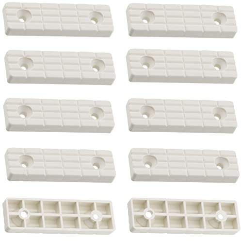 AERZETIX - C65816-10 Stück Möbelgleiter/Füße 56x16x7 mm aus Kunststoff zum anschrauben, rechteckig - Farbe weiß - Tisch Schrank kommode wandschrank Bett keil zubehör bodenschutz höhe