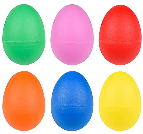 MFUOE 6 Pieces Musical Eggs Shakers Plastic Egg Shaker for Kids Percussion Toys Maracas Egg Shakers with Miniature Iron Sand for Babies Toddlers Kids