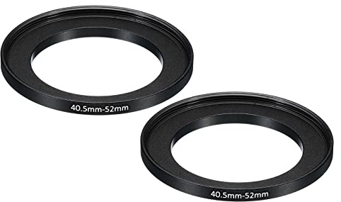 PATIKIL 40.5mm-52mm Metal Step Up Ring, 2 Pack Camera Lens Filter Adapter Ring Aluminum Filter Adapter Ring for Camera Lenses Hood, Black