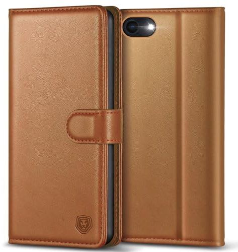 Kuafcase Case Compatible for iPhone 7, iPhone 8, iPhone SE 2022, iPhone SE 2020, 4 Card Slots Magnetic Closure Kickstand Shockproof Protective Phone Case Compatible for iPhone 7/8/SE - Brown
