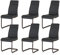 KHG 6er Set Esszimmerstühle Schwingstuhl Polsterstuhl Küchenstuhl Kunstleder Anthrazit - Design Stuhl Sitzhöhe 48 cm - Freischwinger mit Griff, für Esszimmer, Büro, Küche