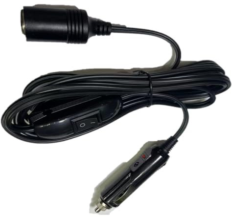 Amacam Switched 12V/24V Car Charger Extension - 3m Heavy Duty Cable with ON/OFF Power Control | Fused Cigarette Lighter Socket | LED Indicator for Tyre Inflators, Vacuums, Vans