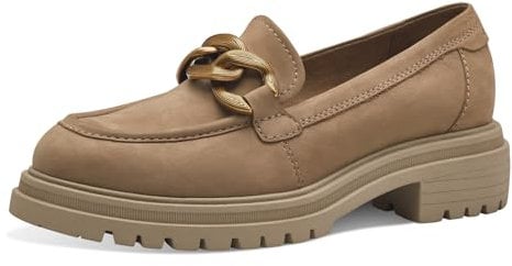 Tamaris Damen Slipper Leder bequem; Camel, EU 38