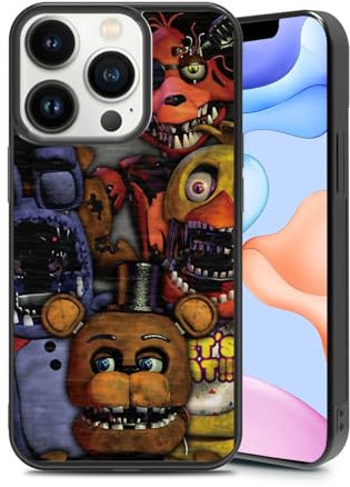 RSMTCI Schutzhülle für iPhone 14 Pro, Silikon, ultra stoßfest, lustiger Schutz, niedliches Spiel, Handyhülle, für Jungen und Mann, 15,5 cm, Schwarz (Bär FNAF)