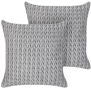 Beliani Dekokissen mit Füllung 2er Set grau 45x45 cm Zopfmuster strukturiert Eclipta