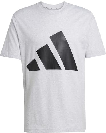 Adidas Herren Essentials Big Logo Single Jersey Tee, Light Grey Heather/Black, L