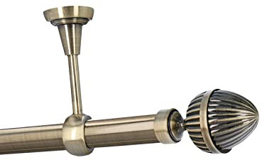 HDTL Gardinenstange Vorhangstange 25mm 1-läufig Deckenmontage Messing Antik 200 cm Rode