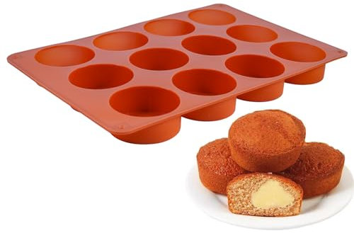 Melearch Muffin Trays, 12 Cavity Yorkshire Pudding Tray, Silicone Cupcake Moulds for Baking, Silicone Muffin Cases, Non Stick Muffin Tin, Cookies Jelly Mould