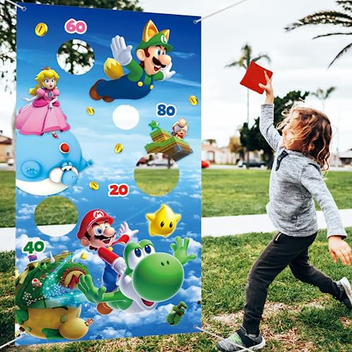 Wurfspiel Kinder, Cartoon Muster Werfen Spiel Banner mit 4 Bohnentaschen, Spielzeug Kinder für Geburtstag Party, Karneval, Spiele für Drinnen, Outdoor, Garten