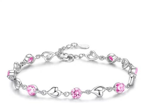 Caiguoer Silberarmband,Kristallarmband,Schmuck für Mädchen und Frauen (C)