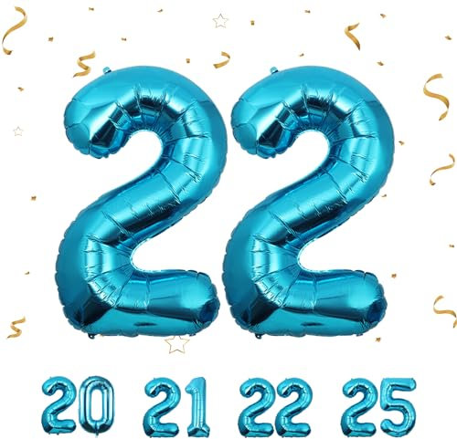 Geburtstag zahlen luftballon 22 jahre | Blau Folienballon 22 XXL -Riesen Folienballon in 40 - 101cm Geburtstagsdeko - Ballon Zahl Deko zum Geburtstag .Fliegt mit Helium