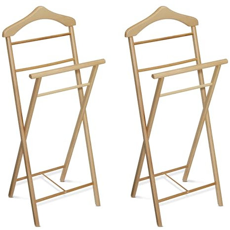 Betten-ABC Bubema Hedi Herrendiener, Kleiderständer, Stummer Diener, Kleiderbutler für Schlaf- oder Ankleidezimmer, B47 x L35 x H116 cm, Buche Natur geölt, Zweier Set
