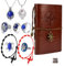 Zaky The Vampir Elena Vintage Leder Notizbuch Daywalking Katherine Halskette Stefan Anhänger Ringe Damon's Schmuck Set mit Aufkleber 20 Stück