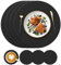 KERYCHIN Round Silicone Placemats(34cm) and Coasters(10cm) Set of 4, Heat-Resistant 450 °F Place mats, Non-Slip and Washable, Table Mats for Restaurant, Hotel, Kitchen Glass Dining Table, Black