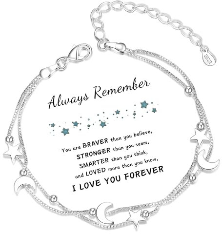 Senteria Silver Bracelet for Women 925 Sterling Silver Moon Star Bracelet Layered Silver Bracelets Adjustable Friendship Bracelets Charm Bracelets for Womens