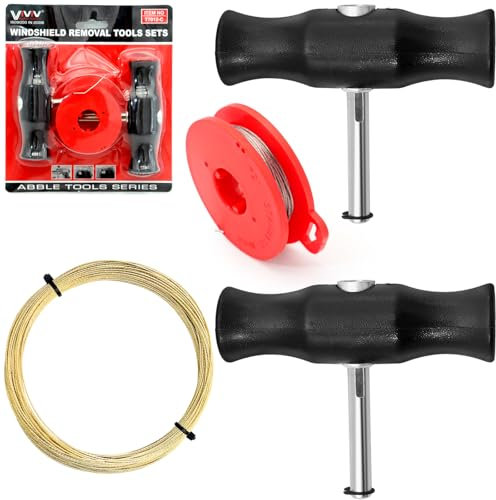 Kit d'outils de démontage de pare-brise, avec poignée et fil de coupe, outil universel pour pare-brise, pour réparations professionnelles, fil de coupe