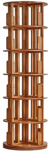 Kirschbaum Farbe drehbare Bücherregal, mehrschichtige Massivholz 360 Grad Bücherregal, 20KG, kann 300+ Bücher, Haus einfach Kinder Bücherregal, Boden Bücherregal halten(45 * 193cm)