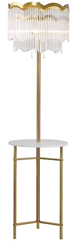 VRLMUOTF Lampadaire pour chambre à coucher Lampadaire moderne avec étagère en marbre Lampadaires avec abat-jour en verre Lampe sur pied pour salon