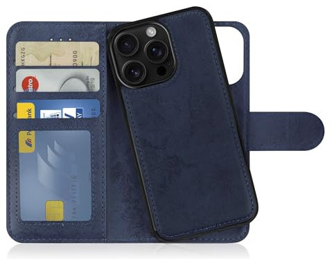 MyGadget Cover compatibile con iPhone 16 Pro - Custodia Libretto Magnetica - Portafoglio Flip Wallet Case - Porta Carte in Similpelle PU Removibile Viola