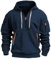 MEDUOLA Herren Kapuzenpullover Sweatshirt mit Reißverschluss Jungen und Herren Sweatshirt mit Reißverschluss Multifunktionelle Tasche Sweatshirt mit Kapuze Jogging Pullover 3XL,Marineblau
