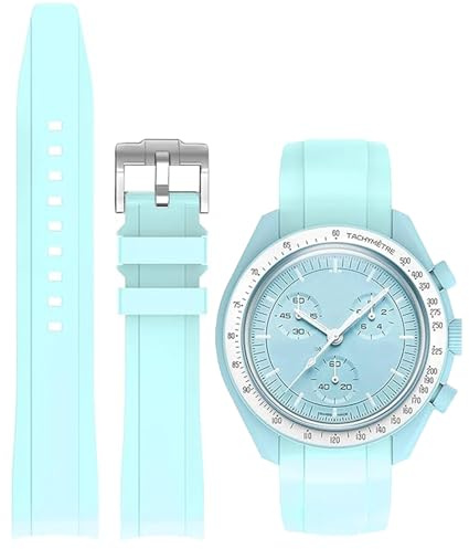 Niziruoup Silikon Armband für Omega x Swatch MoonSwatch/Rolex Uhr,Gebogenes Weiches Silikon Gummi Armband Omega x Swatch MoonSwatch Speedmaster Ersatzband Uhrenarmbänder Kautschuk 20mm