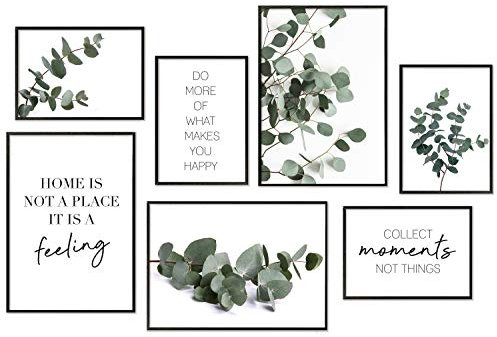 Hyggelig Home Premium Poster Set - Eukalyptus - mit Rahmen schwarz